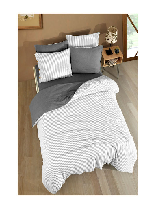 SteweHome Σετ Παπλωματοθήκη 200x220cm Διπλή με 2 Μαξιλαροθήκες Ριγέ
