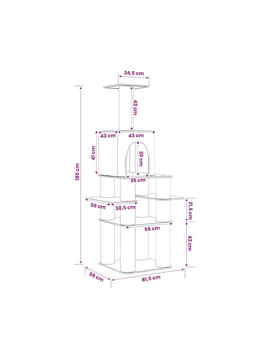 vidaXL Kratzbaum Katzenbaum Grau 81,5x56x180cm