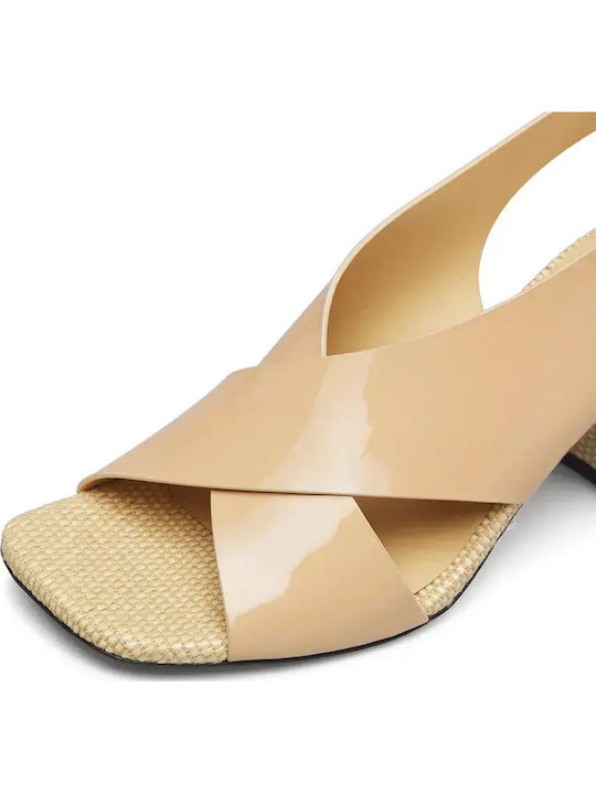 Patent Leather Beige Sandals