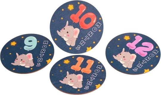 Wooden Baby Milestone Cards – Moon Elephant 14 Pcs-queen Mother