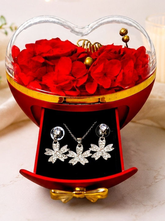 Velve Set Jewellery Box Metallic Red 13x10cm