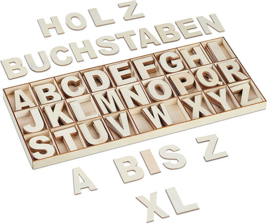 Relaxdays Wooden Letter Set 208 Pcs Light Brown 2x18x41 Cm