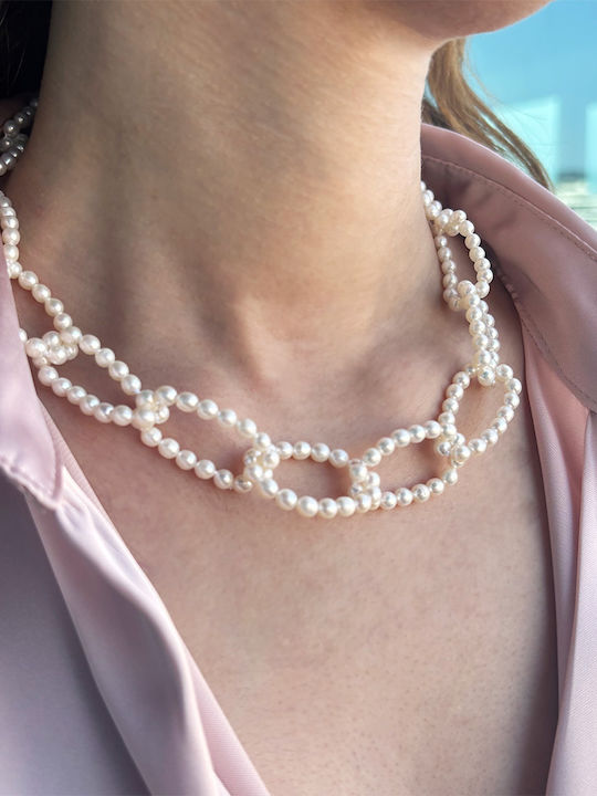 14K Gold Necklace Clasp White Pearls F1252369