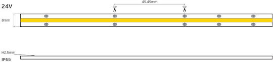 VK Lighting Αδιάβροχη Ταινία LED 24V Θερμό Λευκό Φως 5m Τύπου COB