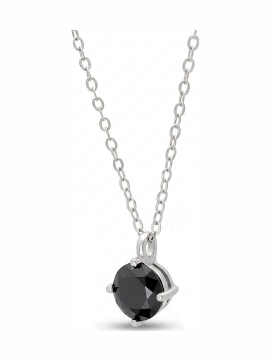 Kiriakos Gofas Halskette Solitärring aus Silber mit Diamant