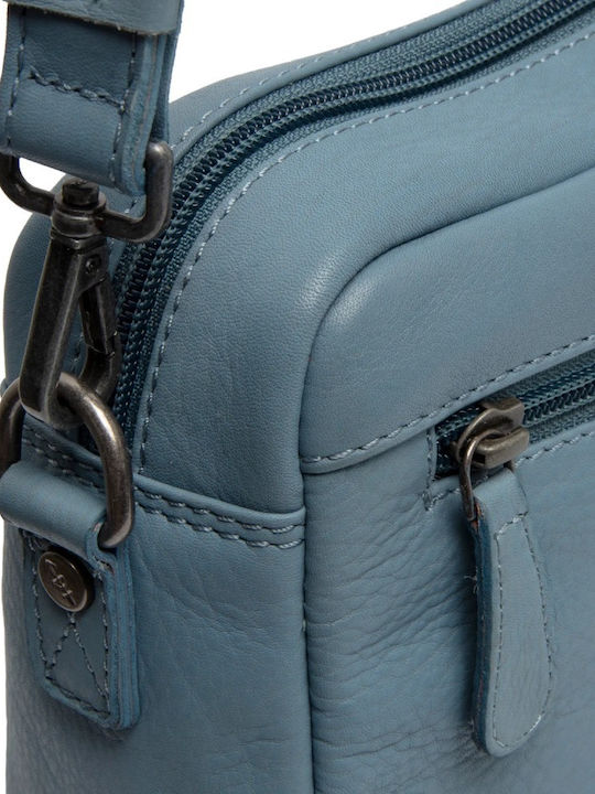 Leather Women's Shoulder Bag Light Blue