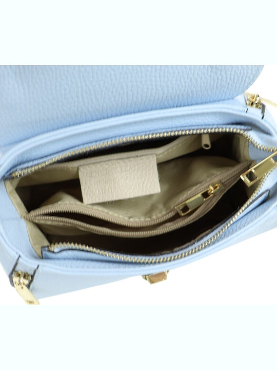 Leather Women's Light Blue Shoulder Bag