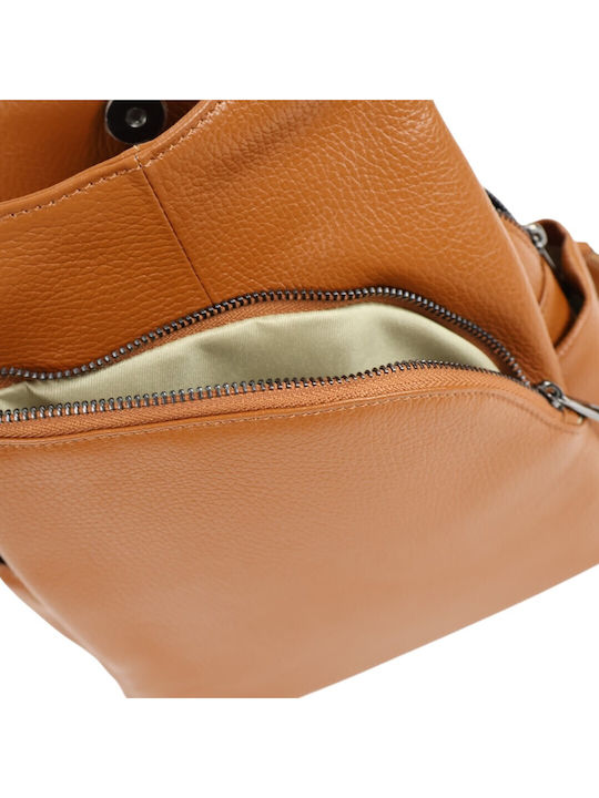 Leather Women's Backpack Handbag Tabac Brown