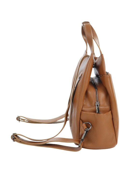 Leather Women's Backpack Handbag Tabac Brown