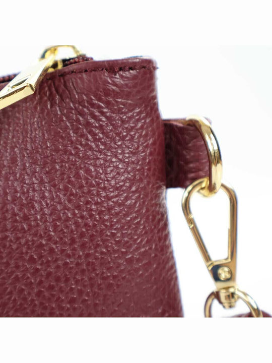 Leather Women's Mobile Phone Pouch Burgundy