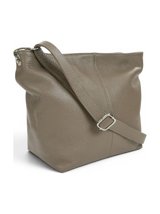 Damentasche aus Leder Schulter Taupe