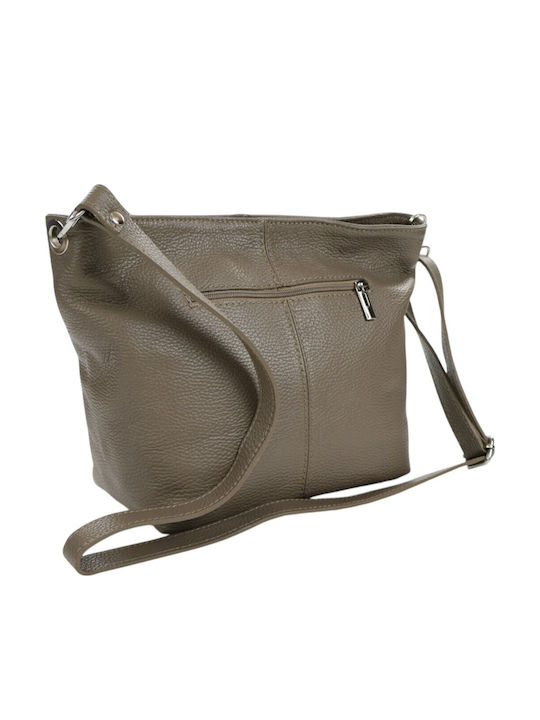 Damentasche aus Leder Schulter Taupe