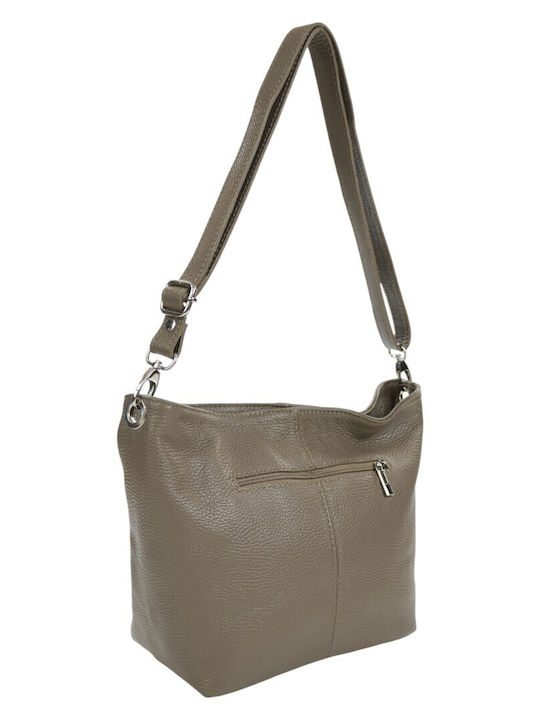 Damentasche aus Leder Schulter Taupe