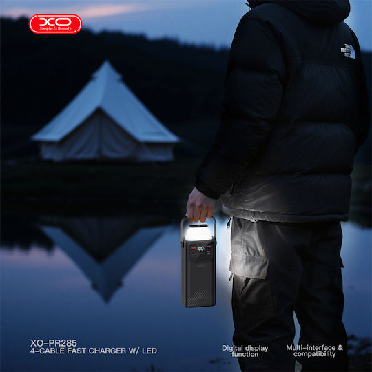 XO PR285 Power Bank 30000mAh με 2 Θύρες USB-A και Θύρα USB-C Power Delivery / Quick Charge 2.0 Μαύρο