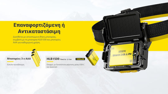 NiteCore Φακός Κεφαλής LED με Μέγιστη Φωτεινότητα 1200lm