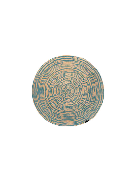 Guy Laroche Floral Round Summer Rug Made of Jute Floral Azul Φ150cm