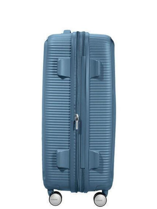 American Tourister Soundbox Medium Travel Suitcase Stone Blue Height 67cm