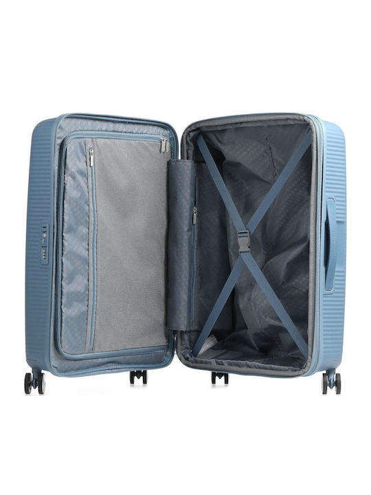 American Tourister Soundbox Medium Travel Suitcase Stone Blue Height 67cm