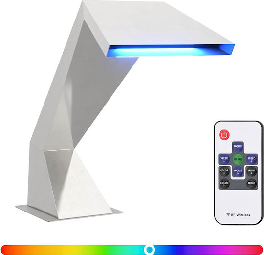 vidaXL Pool Wasserfall Mit LED Beleuchtung Aus Rostfreiem Stahl Silber