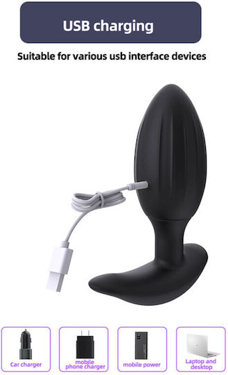 Dragon Anal Plug with Wireless Function and Vibration Black