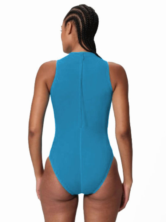Endurance+ Logo Hydrasuit Athletic Swimsuit With Zipper Blue