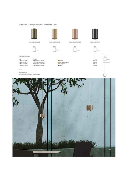 VK Lighting Einzelne LED-Decken- und Wandleuchte in Goldfarbe