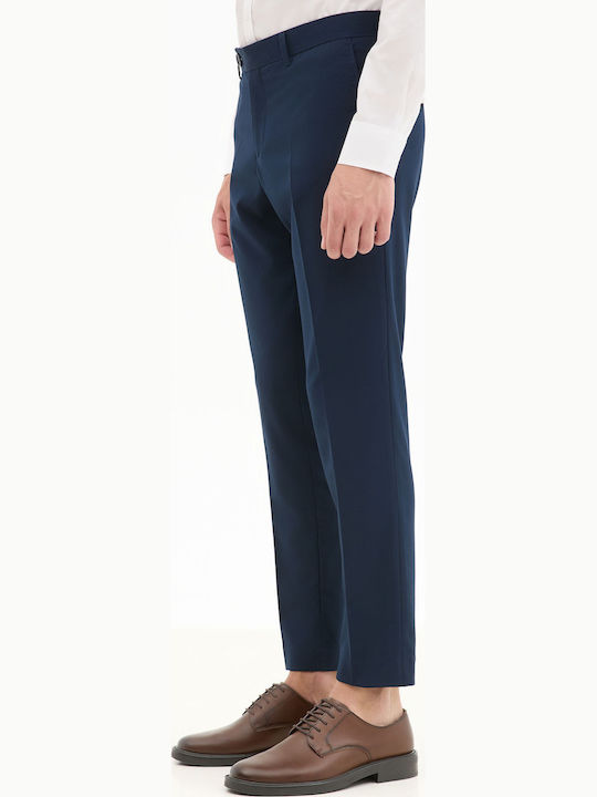 Men's Elastic Slim Fit Trousers Blue