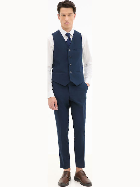 Men's Elastic Slim Fit Trousers Blue