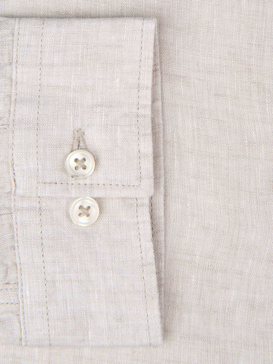 Long Sleeve Linen Shirt Beige