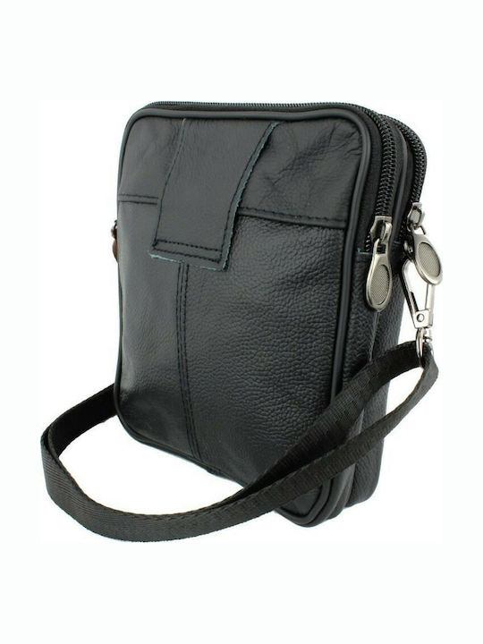 Leather Men's Shoulder / Crossbody Bag Black