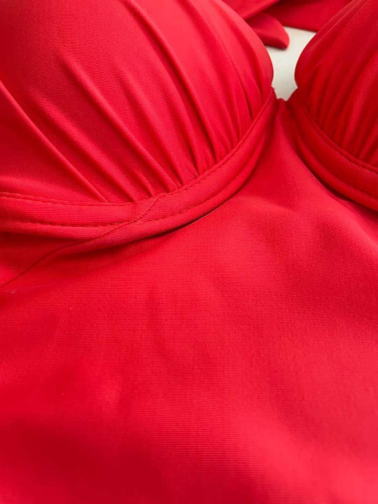 Strapless Ein Stück Badeanzug Rote LU.M121rot
