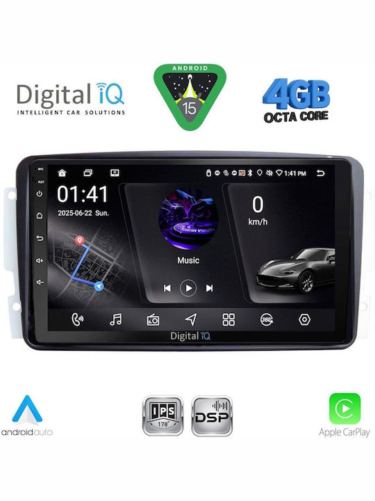 Digital IQ Car Audio System for Mercedes-Benz CLK Class 2000-2004 Bluetooth USB WiFi GPS Apple CarPlay Android Auto with 9" Touch Screen