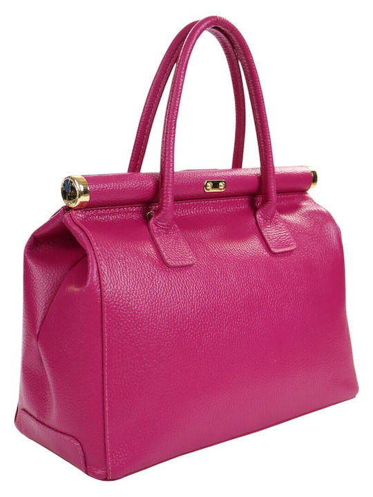 Leather Women's Tote Handbag Fuchsia
