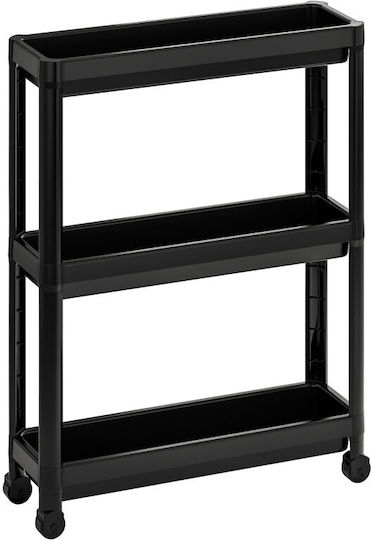 Viosarp Kitchen Trolley 3 Tiers Black 54x18x68cm