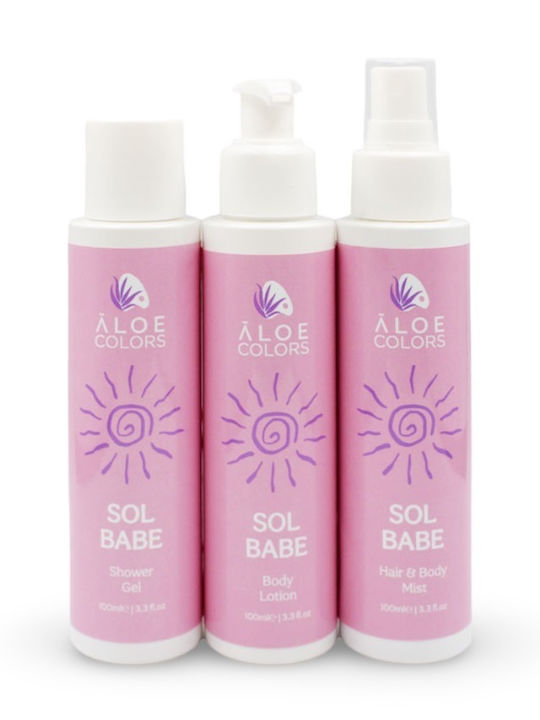 Aloe Colors Babe Summer Комплект За Грижа За Хидратация И Почистване На Тялото Розов 4 Бр