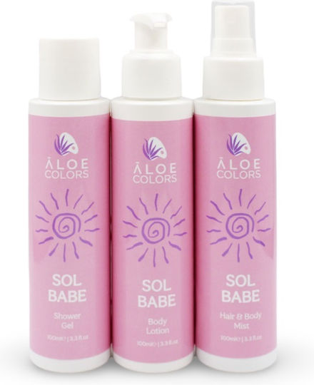 Aloe Colors Babe Summer Skin Care Set for Moisturizing & Body Cleaning Pink 4pcs