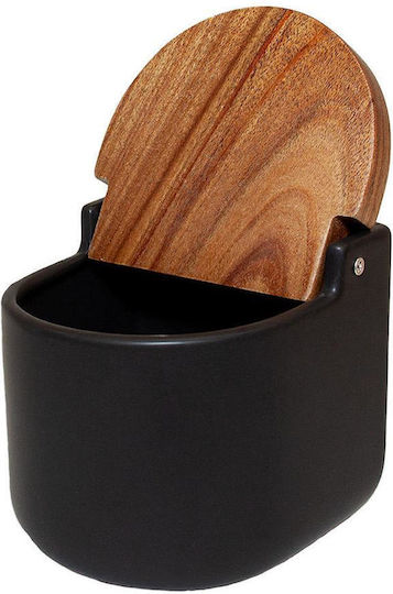 Andrea House Ceramic Coffee Jar with Lid Black 680ml 1 Piece