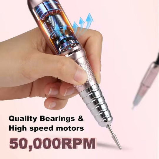 SML M21 Nail Drill Electric 68W Pink 50000 RPM with Pedal
