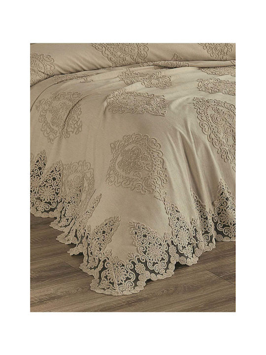 SteweHome Super-Double Bed Sheets Set 250x260cm Brown 4 Pieces