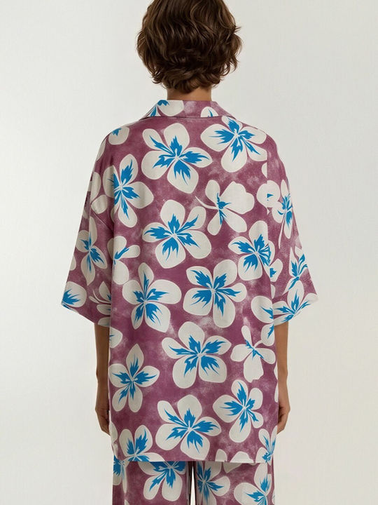 Long Sleeve Women's Shirt Mauve Floral 57-02-038B-1