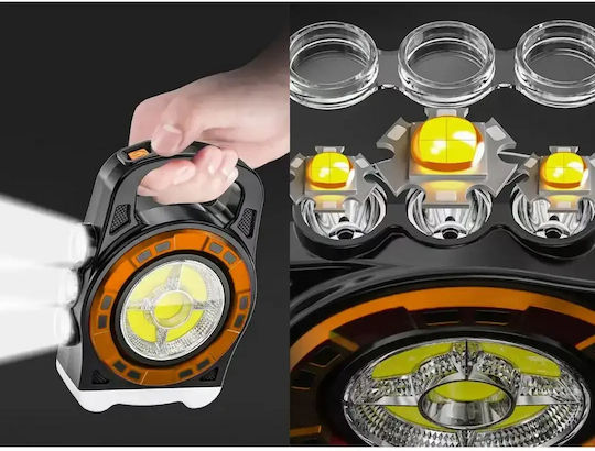 Verk Group Φανάρι Led Ηλιακό για Camping με Φακό & Powerbank 20W Χρυσό