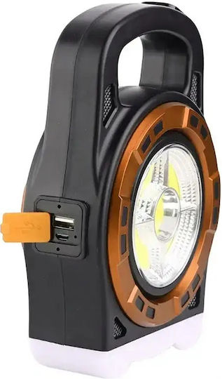 Verk Group Φανάρι Led Ηλιακό για Camping με Φακό & Powerbank 20W Χρυσό