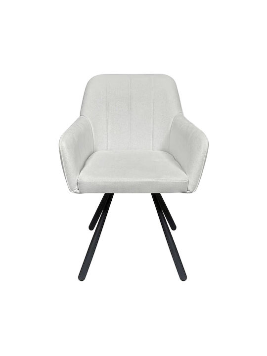 Kinuz Dining Armchair With Beige Fabric Upholstery 55x86cm