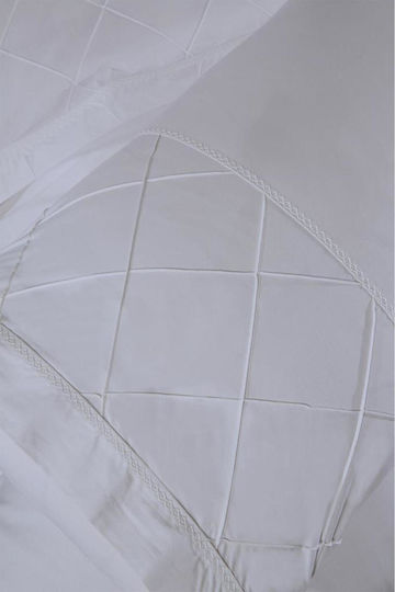 SteweHome Cotton Duvet Cover Set 200x220cm Double With 2 Pillowcases Cream