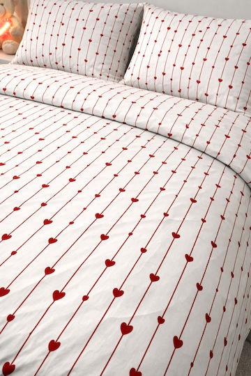 SteweHome Σετ Διπλή 200x220cm Ρομαντικό Σχέδιο Καρδιάς