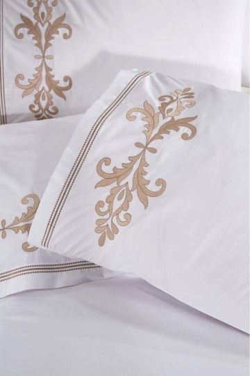 SteweHome Cotton Duvet Cover Set 200x220cm Double With 2 Pillowcases Beige