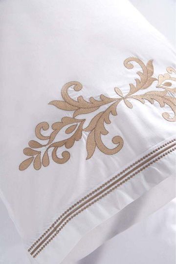 SteweHome Cotton Duvet Cover Set 200x220cm Double With 2 Pillowcases Beige