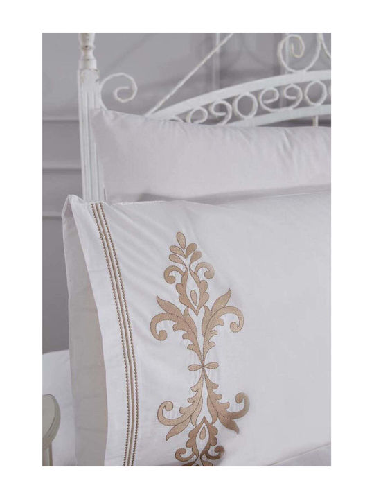 SteweHome Σετ Παπλωματοθήκη Βαμβακερή 200x220cm Διπλή με 2 Μαξιλαροθήκες Μπεζ