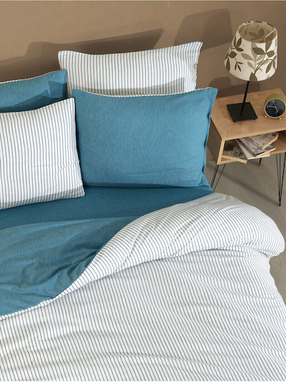 SteweHome Set Huse Pentru Pilote 100% Bumbac 160x220cm Simplă Cu Față De Pernă În Dungi