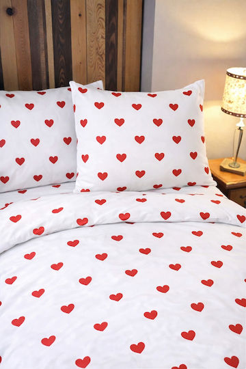 SteweHome Σετ Διπλή 200x220cm Ρομαντικό Σχέδιο Καρδιάς